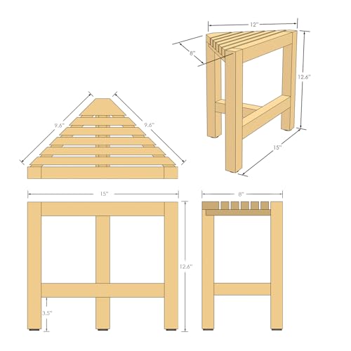 Asta Zini Solid Teak Shower/Bath/Spa Corner Foot Stool, Side Table, Fully Assembled, TB-014