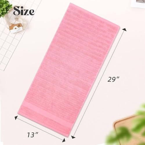 Jacquotha 2-Pack Hand Towels for Bathroom (Pink) Ribbed | Cotton Face Towel for Women Girls, 13” x 29”, Soft and Quick Drying 480 GSM - color: Pink