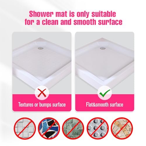Shower Mat Non-Slip Bath Mat for Tub and Shower Stall,236 Suction Cups with Drain Holes, Quick Dry Machine Washable, Extra Grip for Stand Up Showers, Bathroom Essentials 24x24 Inch (Pink) - color: Pink