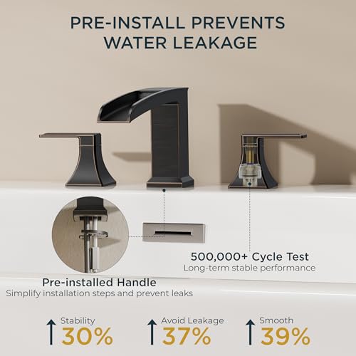 FORIOUS Roman Bathtub Faucet 3 Hole Deck Mount with 2 Handle Bronze | Tub Faucet for 3-Hole Set, 6-12" Centered Distance, Widespread Garden Bath Tub, Waterfall Spout, High Flow, Brass - color: Oil Rubbed Bronze