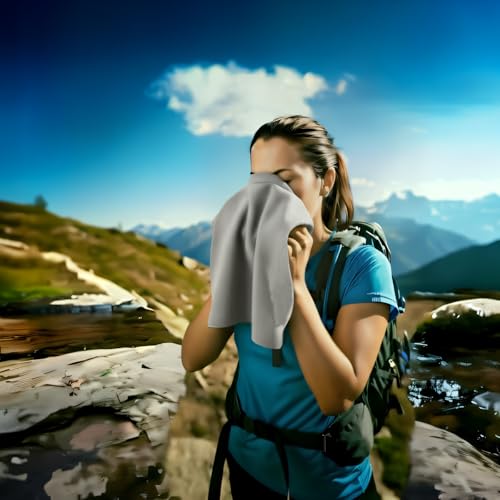 Camping Towel Microfiber 2 Pack S Size Quick Dry Lightweight for Travel Face Hand Neck Running Gym Cycling Fitness Golf Tennis Sweat Towels(Light Grey, 2 Pack S) - color: Light Grey, size: 2 Pack S