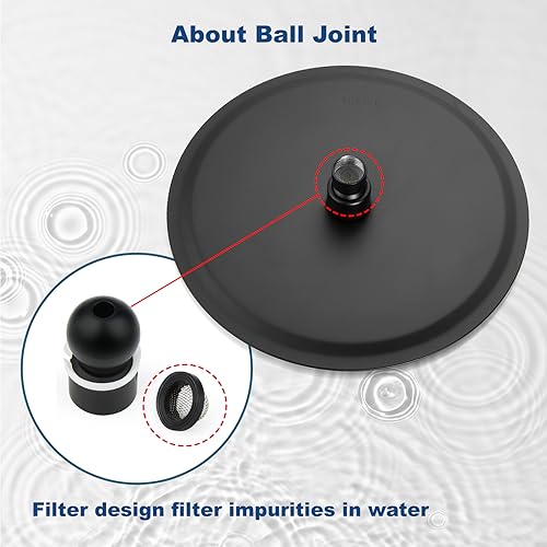 Midanya Round Rain Shower Head,High Pressure,Matte Black 10 Inch | 360°Swivel,Ceiling or Wall Mount,Waterfall Full Body Coverage,Bathroom Remodel,Stainless Steel Large Rainfall Shower Head - color: Black, size: 10 Inch