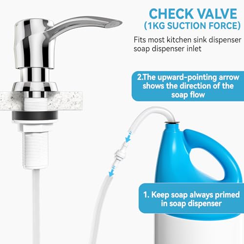 Kitchen Sink Soap Dispenser Chrome, Lotion Dispenser, ABS Dispenser Built-in Pump Head with 47”Extension Tube, No More Messy Refills(No Bottle) - color: Chrome, style: 47'' Tube
