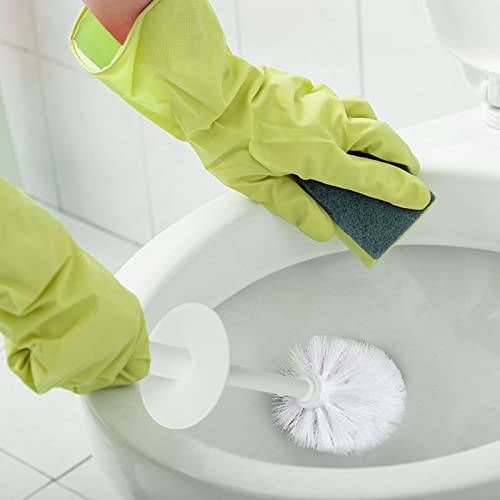 Topsky Toilet Brush & Holder Set, 2 Pack Plastic Round Barrel Loo Brush with 2 Replacement Heads, Durable for Bathroom, White - color: White