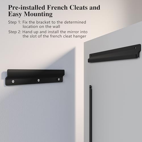 Frameless Bathroom Mirror, 40" x 28" Beveled Wall Mirror | 5mm HD glass, 20mm beveled edge, frameless, anti-rust, shatterproof, french cleat, horizontally or vertically - size: 40"L x 28"W