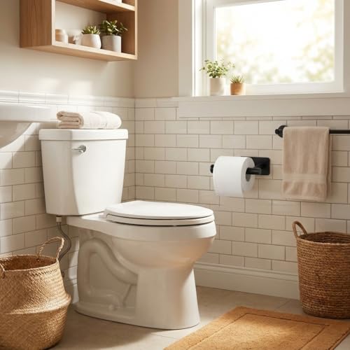 Toilet Paper Holder Wall Mount, Adhesive/Screw, for Bathroom, RV, Black