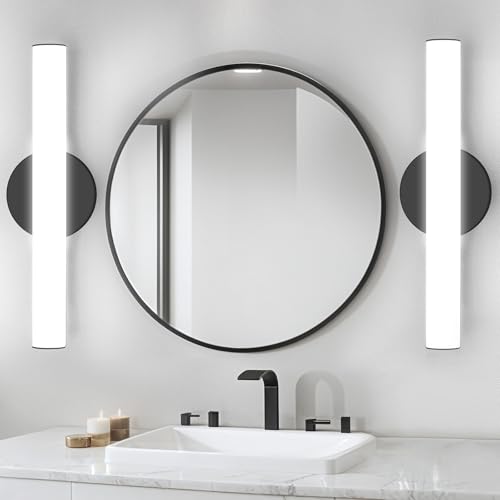 Modern Dimmable LED Vanity Light Bar Lighting, Bathroom Light Fixtures | 15.9 Inch LED Bathroom Light Over Mirror, 15W 1300LM Daylight White 5000K Wall Sconces Lighting, Black Bath Lamp, 2-Pack - size: 2 Count (Pack of 1)