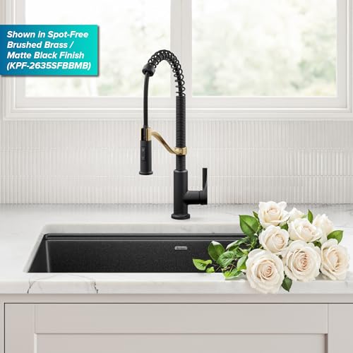 KRAUS Torak Pull Down Kitchen Faucet in Spot-Free Stainless Steel with Commercial Style Spring Spout, 2 Function Sprayer, Pre-Attached Water Lines, and Mounting Hardware, KPF-2635SFS - color: Spot Free Stainless Steel, style: Commercial Faucet