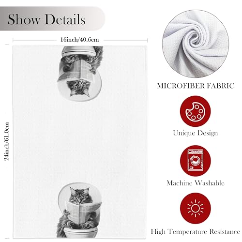 Funny Cat Gifts Bathroom Hand Towels Set of 2, Funny Cat Bathroom Washroom Decor, Tabby Cats Mom Gifts, 16x24 Inch - color: Set of 2-toilet
