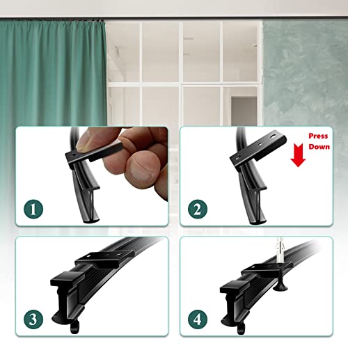 Ceiling Curtain Track, Flexible Bendable Curtain Track 10 Ft Black Curved Curtain Rail Track Ceiling Wall Mount Sliding Curtain Ceiling Track System Set for RV, Bay Window, Room Divider - color: Black, size: 10Ft
