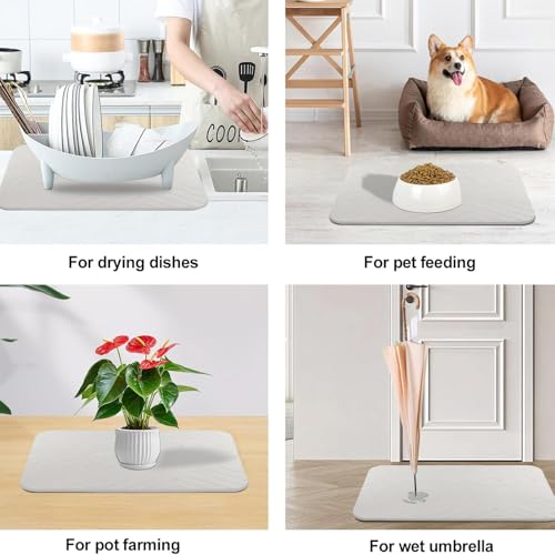 Stone Bath Mat, 2 Pack Diatomaceous Earth Shower Mat, Non-Slip Super Absorbent Quick Drying Bathroom Floor Mat, 24x15, Off-White - color: Off-white
