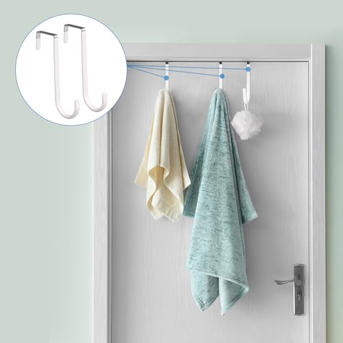 Over The Door Hooks, 4 Pack Hangers Hooks with Rubber Prevent Scratches Heavy Duty Organizer for Living Room, Bathroom, Bedroom, Kitchen Hanging Clothes, Towels, Hats, Coats