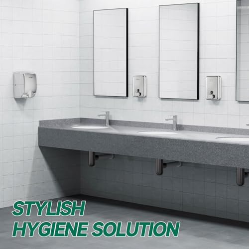 anydry Commercial Soap Dispenser Wall Mounted 37oz Brushed Stainless Steel | Liquid Hand Soap Dispenser, Ideal for Commercial Bathroom, Large Capacity, Easy Refill, Leak-Proof Pump, Stable Installation - color: Polished