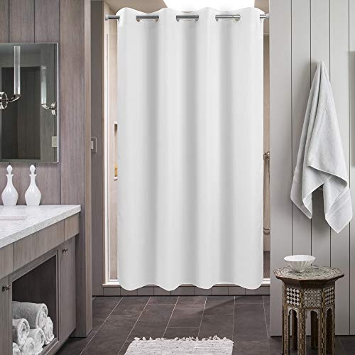 River Dream No Hook 60" Width Shower Curtain Microfiber - Soft Fabric Shower Stall Curtain Hotel Grade, Waterproof & Machine Washable, White, 60x74 - color: White, size: 60"W x 74"L (Pack of 1)
