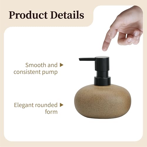 10oz Ceramic Hand Soap Dispenser, Elegant Liquid Soap Dispenser for Bathroom Countertop, Heavy & Sturdy Dish Soap Dispenser for Kitchen (Brown) - color: Brown