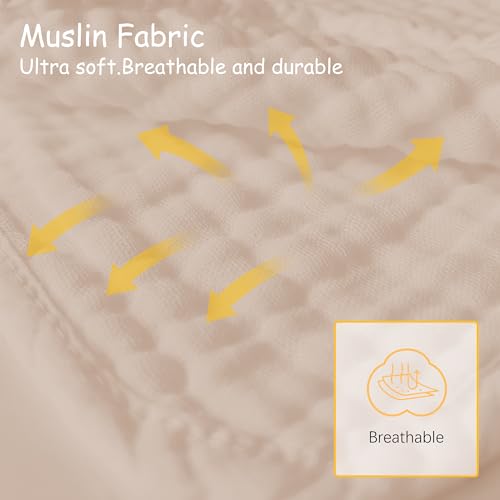 Lovely Care 12 Pack Muslin Burp Cloths 100% Cotton Muslin Cloths Large 20''x10'' Extra Soft and Absorbent Baby Burping Cloth - Brown - color: Brown, size: 10x20 Inch (Pack of 12)
