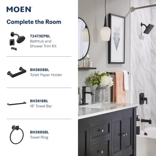 Moen Genta LX Two-Handle High Arc Widespread Bathroom Sink Faucet, for 3-Hole Setups, Valve Included, Matte Black, TV6708BL - color: Matte Black
