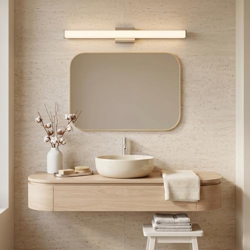 URSOLA 36" Modern LED Bathroom Light Fixtures, Brushed Nickel 3CCT Dimmable Bathroom Vanity Light Over Mirror, Bathroom Vanity Bath Bar Lights with Double Layer Acrylic Shade - color: Brushed Nickel, size: 36inch