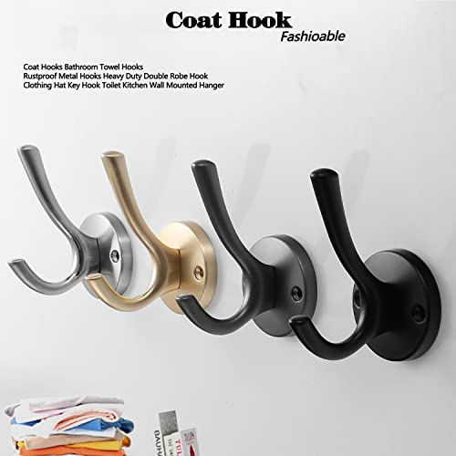 4 Pack Heavy Duty Wall Hooks, Stainless Steel Towel Hooks 55lbs Capacity | Heavy duty stainless steel hooks hold up to 55 lbs. Rust resistant wall mount design for towels, coats, robes and home use. - color: Black