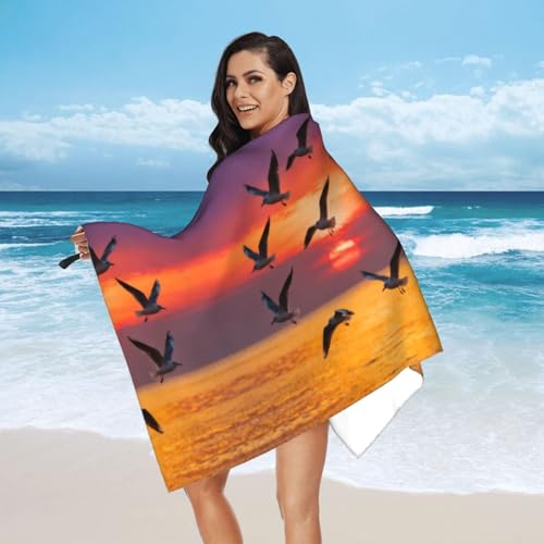 Flocks of Seagulls Quick Dry Bath Towels - Super Soft Bath Towels for Home, Spa, Gym, Travel - color: Flocks of Seagulls, size: 31.5"x63"