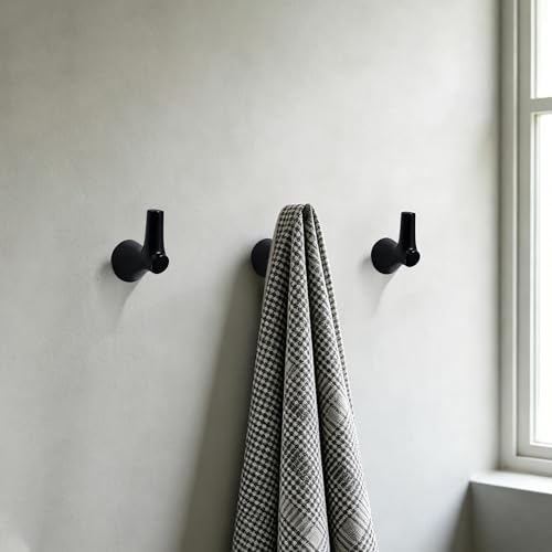 AVICCI 5 Pack Towel Hooks Matte Black Coat Hooks, Zinc Alloy Heavy Duty Bathroom Hooks Wall Mounted for Robes & Towels Hand Towel Hook Holder Kitchen, Bathroom Accessories - color: Matte Black