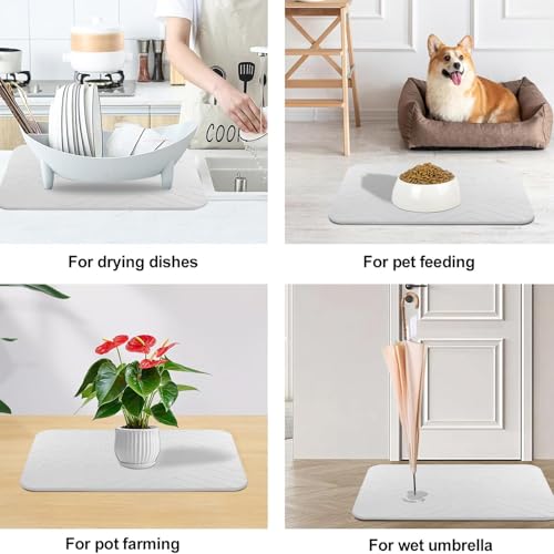 Stone Bath Mat, 2 Pack Diatomaceous Earth Shower Mat, Non-Slip Super Absorbent Quick Drying Bathroom Floor Mat, 24x15, White - color: White