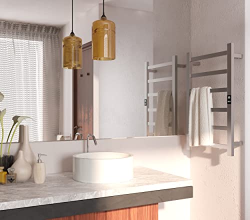 Electric Towel Warmer | Super Thin | with Timer & Temperature Multi-Level Adjustments | Hardwired & Plug-in | 6 Bar Polished Finish - color: Polished, size: 6-Bar