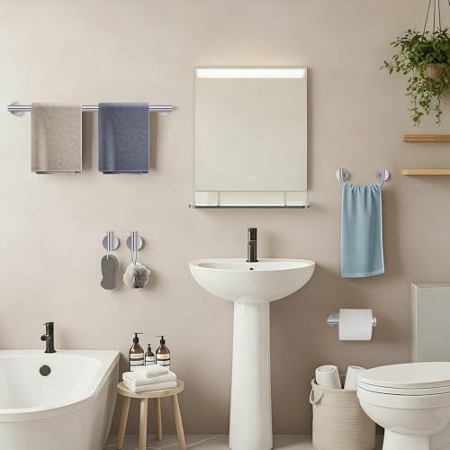 Brushed Nickel Towel Bar Set, 5-Piece Bathroom Hardware Accessories Set with Smiley Face Towel Rings, Stainless Steel Wall-Mounted Towel Holder Set for Bathroom,23.6 Inch - color: Brushed Nickel
