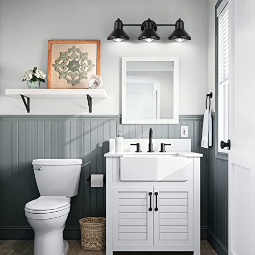 Bairth Bathroom Light Fixtures,3-Light Black Metal Vanity Light Over Mirror | Farmhouse Rustic Industrial Bathroom Vanity Light, Modern Bathroom Lights with Metal Shade for Living Room Cabinet Hallway - size: 3-Light