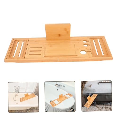 Bamboo Bathtub Tray Expandable Spa Bath Organizer Nonslip Bathroom Tub Holder for Soap Shampoo