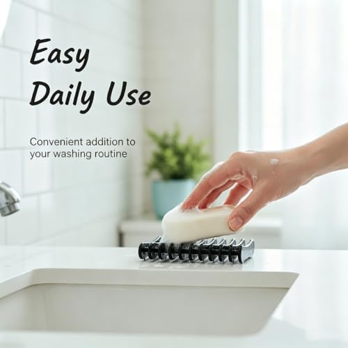 2 Pcs Black Plastic Soap Dish, Self Draining Waterfall Design Bar Soap Holder, Non-Slip Soap Saver Tray Keeps Soap Dry for Shower Bathroom Kitchen Countertop - color: Black