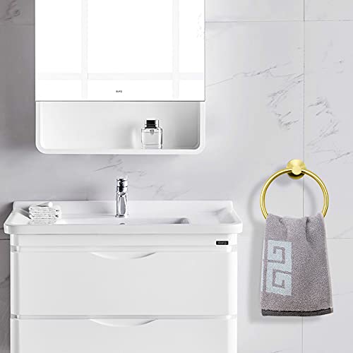 NearMoon Bath Towel Ring, Bathroom Hardware Accessories-Thicken Stainless Steel Hand Towel Holder for Bathroom, Modern Round Towel Hanger Wall Mounted (Brushed Gold, 1 Pack) - color: Brushed Gold