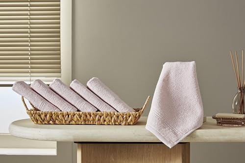 Ozdilek 6-Piece Washcloth Set 13x13 Towels 100% Turkish Cotton, Soft, Absorbent, Gentle on Sensitive Skin, Multi-Purpose Use, Washable, Reusable, Ideal for Baby Care & Spa 6 Towels (Mauve Pink) - color: Mauve Pink