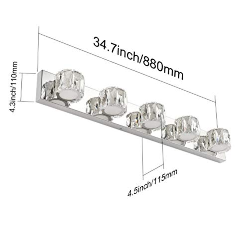 Aipsun 5 Lights Crystal Vanity Lights Modern LED Vanity Lights for Bathroom Vanity Lighting Fixtures Modern Bathroom Wall Light - size: 5 light
