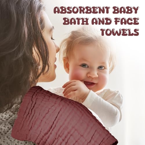 20 Pcs Baby Muslin Washcloth 12 x 12 Inch 100% Cotton Soft and Absorbent Muslin Washcloth Burp Cloth Wipe Newborn Face Towel for Baby Boy Girl Sensitive Skin(Pink, Bean Paste, Dark Pink) - color: Pink, Bean Paste, Dark Pink