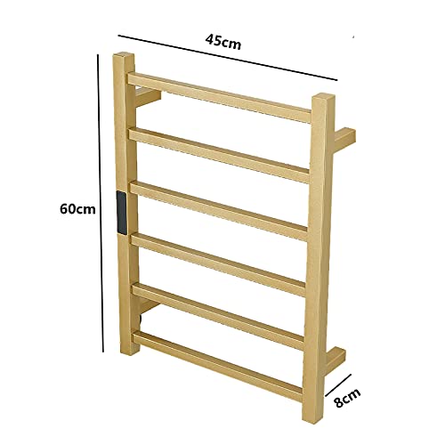 Electric Heated Towel Warmer Rack Gold Bathroom Accessories, With Timer Wall Mounted Rail, 6 Bars Stainless Steel Drying Racks Home Radiator, Hardwired