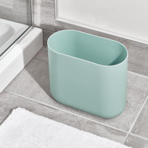 iDesign Small Slim Plastic Bathroom Trash Can, 2-Pack, Blue | Garbage Can for Bedroom, Office, Desk, Dorm - color: Soft Aqua, style: Pack of 2