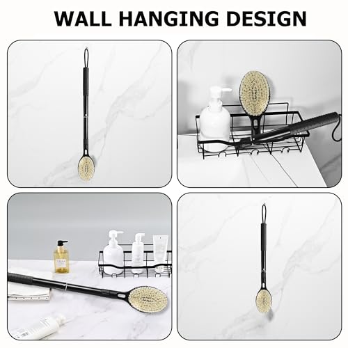 Back Scrubber with Soft and Stiff Bristles, 17''-25'' Long Handle Dual-Sided Shower Brush for Body for Deep Cleaning