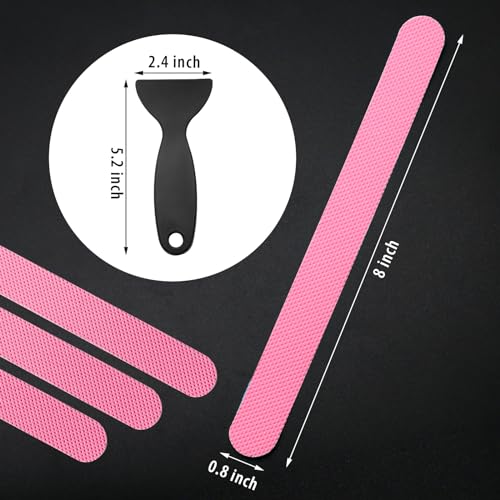 24Pcs Pink Bathtub Stickers Non Slip | Anti Slip Shower Strips, Adhesive for Bathroom Bathtub, Shower Floor & Ladders, Includes Scraper - color: Pink