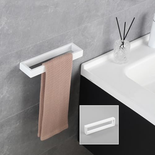 GERZWY SUS304 Stainless Steel Towel Holder Towel Hanger Towel Ring for Bathroom Lavatory Wall Mount Contemporary Style, White - color: White