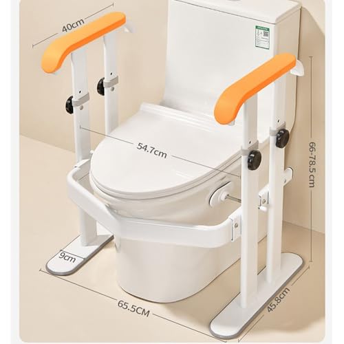 Toilet Safety Frame with Padded Arms & Adjustable Height Toilet Safety Rails for Seniors Support Rails Toilet Handles for Elderly and Disabled Easy-Clamp Installation