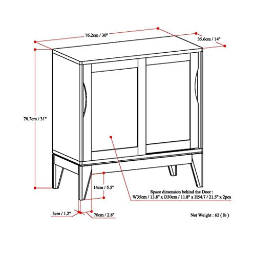SIMPLIHOME Harper 48" Wide Solid Wood Storage Cabinet in Black - color: White, size: 30 inch