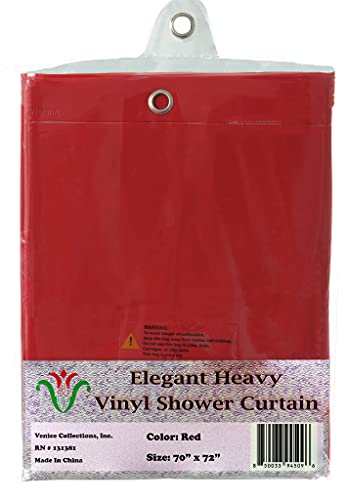 Elegant Heavy Duty Vinyl Shower Curtain Liner with 12 Metal Grommets Red - color: Red