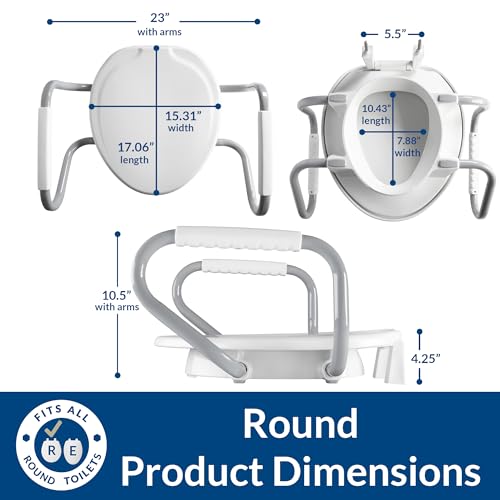 Bemis Assurance 3" Raised Toilet Seat with Handles, Round - size: Round, style: Raised Seat with Handles