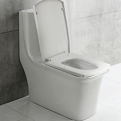 White Soft Close Toilet Seat - 16.9x13.6, Elongated Square Design, Easy Installation & Cleaning, Durable & Stylish Bathroom Upgrade