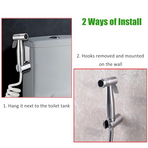 LiXiongBao 2 Pack Bidet Sprayer Holder for Toilet Attachment Bathroom Hanging Bracket for Handheld Shower Toilet Bidet Sprayer,Stainless Steel Toilet Tank or Wall Mounted Bathroom Head Hold - color: 2 Pcs