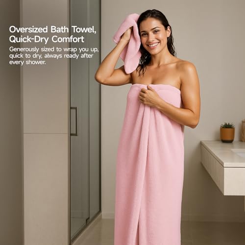 REDKISS Pack of 6 Pink Towel Set - 2 Extra Large Bath, 2 Hand, 2 Washcloths, Ultra Soft & Highly Absorbent, Quicker to Dry, Towels for Bathroom, Spa, Hotel, Gym - color: Pink