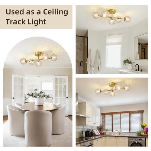 5 Lights Bathroom Vanity Light,Brushed Gold Globe Bathroom Light Fixtures | Hammered Clear Glass Wall Sconce Lighting,Mid Century Modern Brass Bubble Glass Bathroom Vanity Lights over Mirror,G9 Base - color: Gold Hammered Glass, size: G9 Base