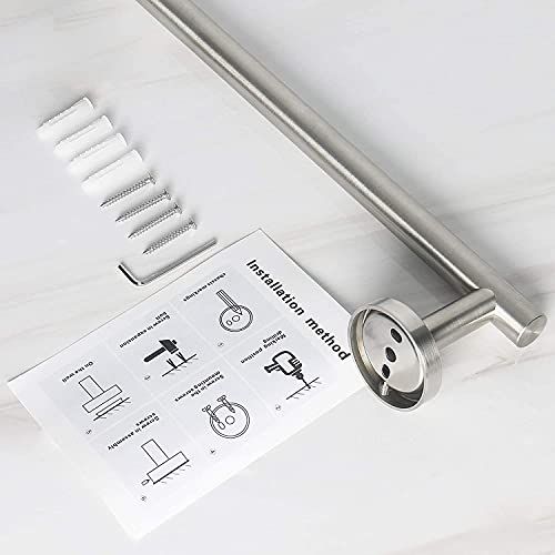 NearMoon Bath Towel Bar, Thicken Stainless Steel Shower Towel Rack Holder Wall Mounted for Bathroom, 26-lnch Overall Length-24-lnch Usable Hanging Space (1 Pack, Brushed Nickel) - color: Brushed Nickel, size: 26 Inch