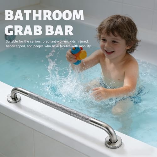 36 Inch Shower Grab Bar 1.25" Dia,Brushed Nickel Anti Slip Bathroom Grab Bar, 304 Stainless Steel Knurled Handicap Grab Bars, Safety Support Handrail, Bath Shower Handle for Elderly Injury Senior